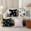 Fashion Black Cat Paw Prints Office Cushion Pillowcase Car Cushion Cover45X45CM Lumbar Pillowcase Sofa Pillowcover