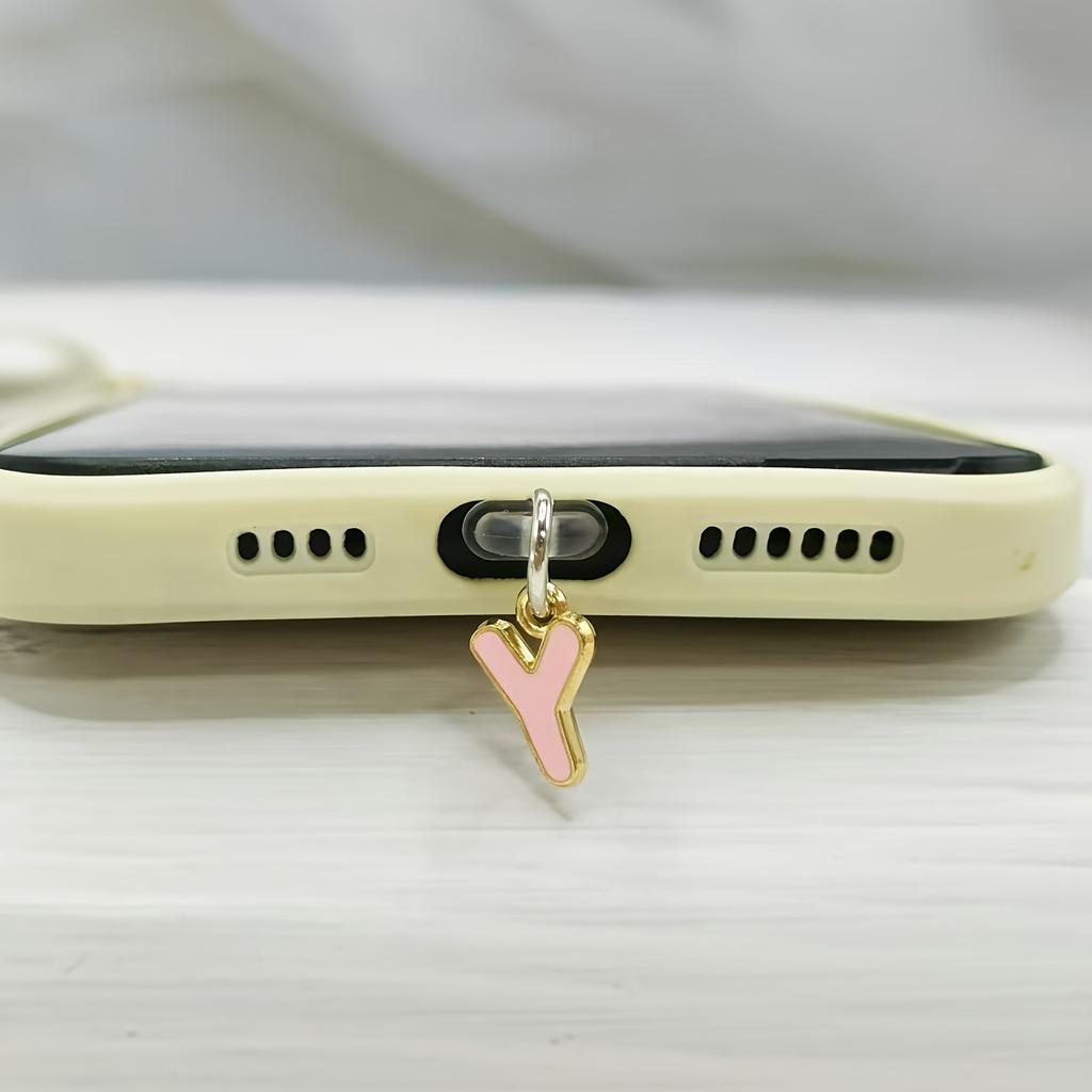 1 Stück Legierung Rosa Buchstabenanhänger Handy Staubschutzstecker Wasserdicht Staubdicht Staubfest