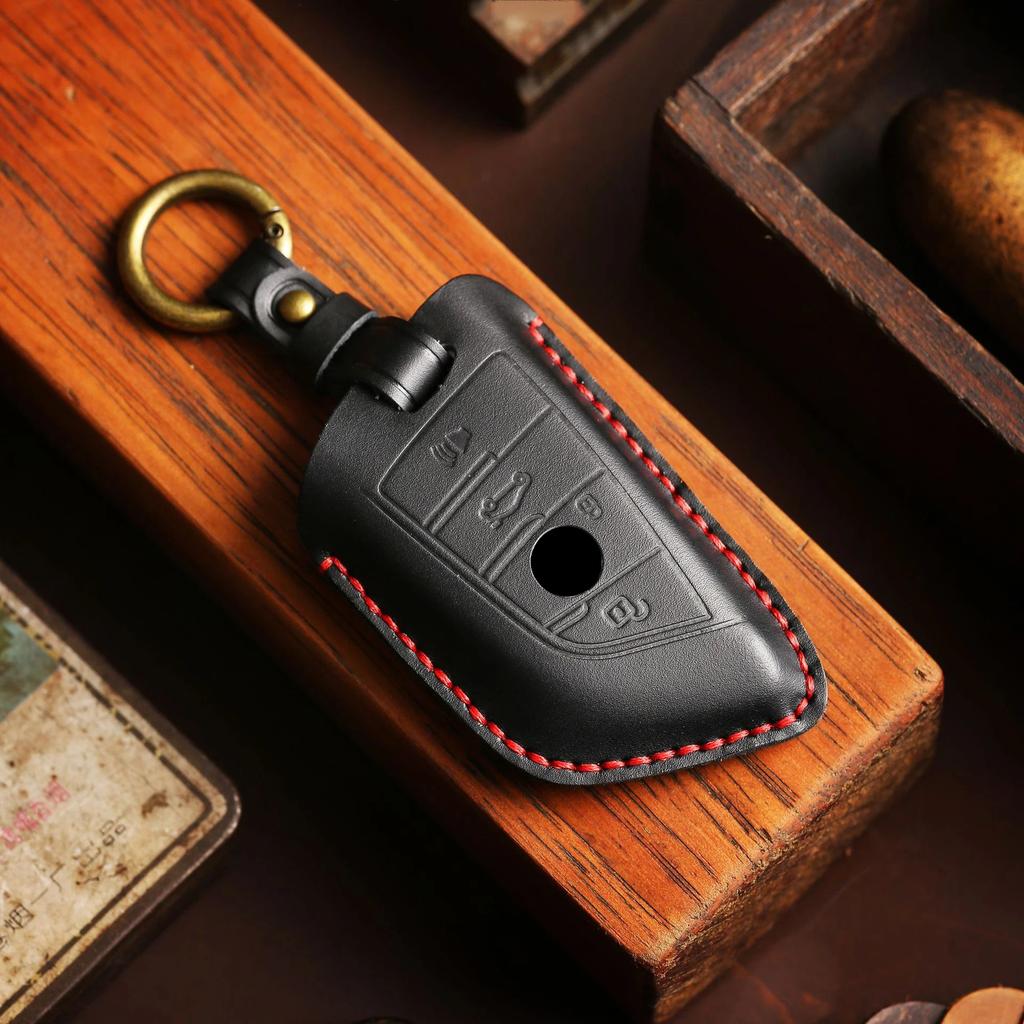 Car Key Case Cover Leather Accessories Keychain Fob Protector for Bmw Series 1 F15 F16 F20 F48 G20 G30 X1 X3 X4 X5 X6 Keyring