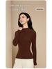 Women's Velvet Semi-High Neck Slim Fit Long Sleeve Thermal Top for Autumn/Winter