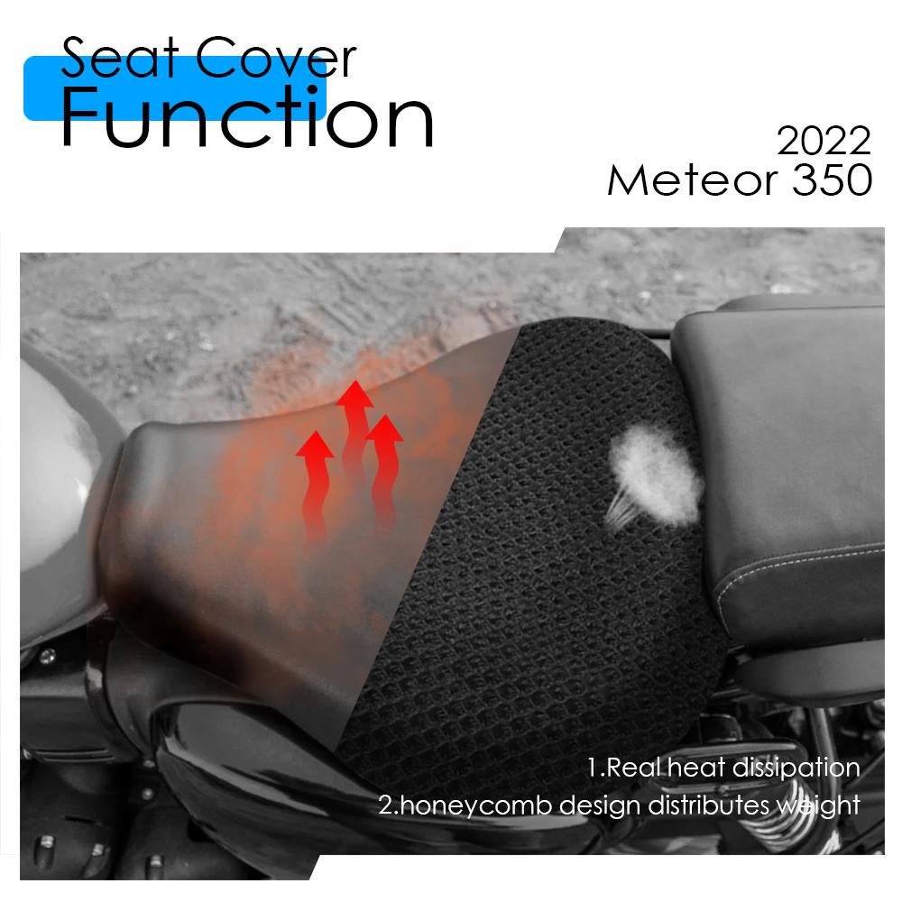 Meteor 350 Accessories Motorcycle Seat Cover for Royal Enfield Meteor350 2020-2023 3D Honeycomb Mesh Cushion Waterproof Nylon
