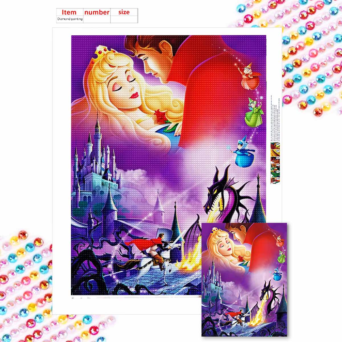 

Алмазная живопись своими руками Спящая красавица и Принц Набор для вышивки крестом Мозаичное искусство Алмазная живопись Полная выкладка Алмаз Домашнее украшение Round 20x30cm