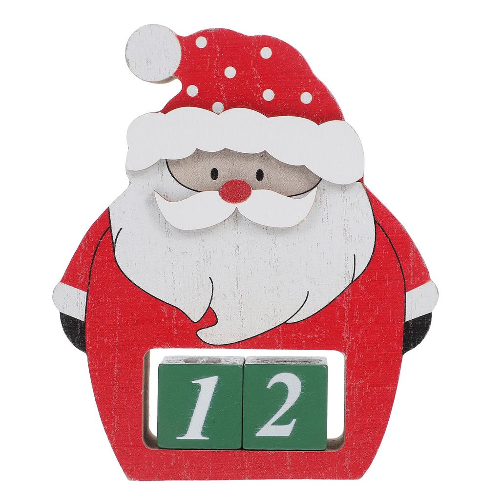 Santa Claus Wooden Countdown Calendar Blocks Holiday Home Office Desk Decor 2025 Festive Tabletop Decoration 3D Design