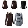 Damen Kapuzenjacke aus Baumwoll-Polyester-Mischung mit Reißverschluss und Hornknöpfen Figurbetonter Schnitt Schicke Pendler-Außenbekleidung