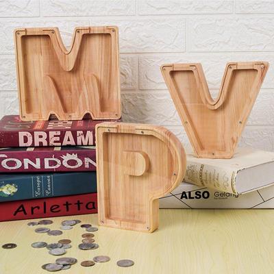 Wooden Alphabet Animal Piggy Bank for Children - Transparent Acrylic, Hot Selling