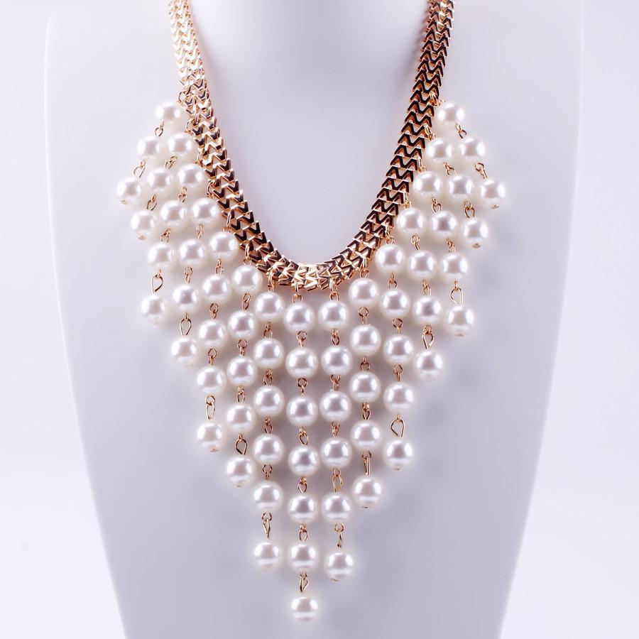 Pearl Necklace For Women Geometric Multilayer Vintage Fashion Jewelry Gift