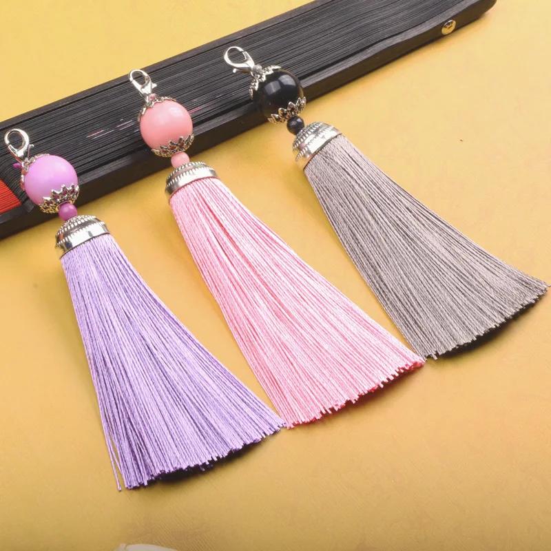 8cm Small Silk Tassel Earrings Pendant Charms Crafts Silver End Caps Tassels Brush for DIY Jewelry Making Accessories 5pc