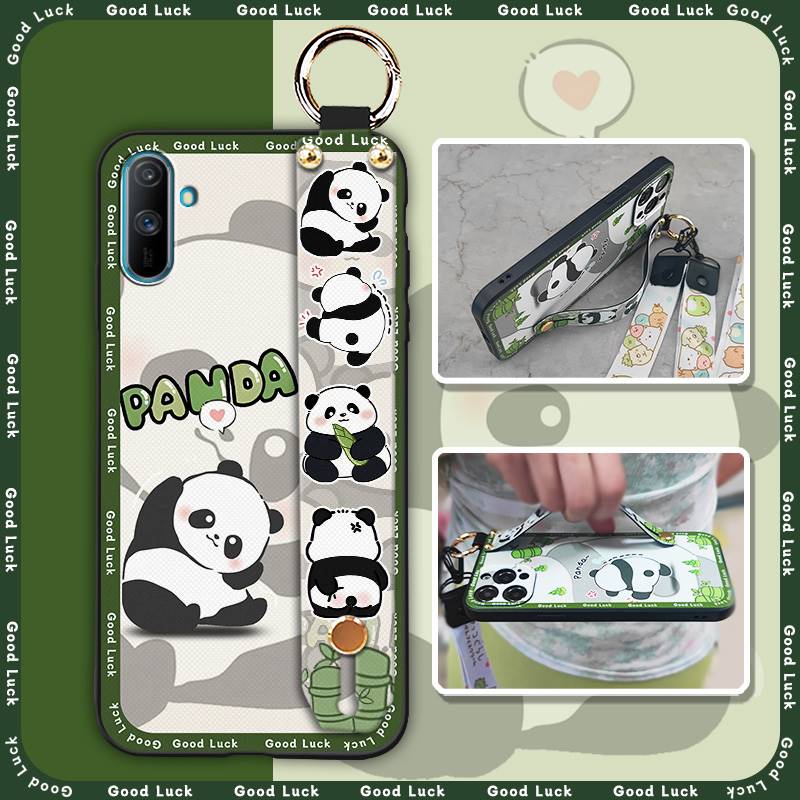 Ring Anti-knock Phone Case For OPPO Realme C3/C3i/Narz N10A Fashion Design Cartoon Dirt-resistant Durable Silicone Panda