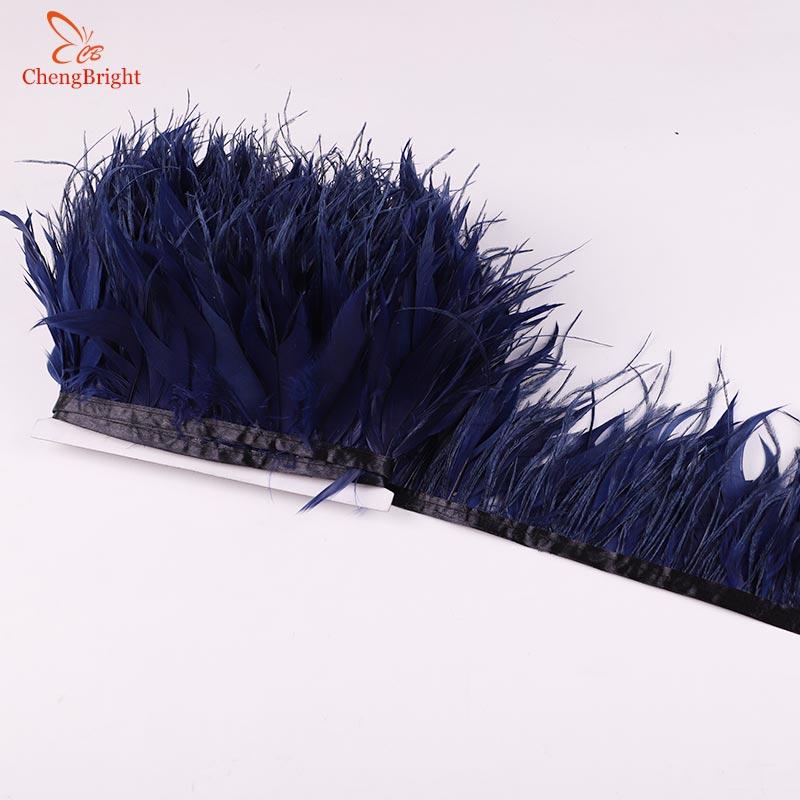 Feather New 50CM White Natural Goose Feather Ostrich Feather Ribbon Mix Ribbon Feathers Trim Fringe Clothing Sewing Decoration