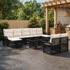 Garden Sofa Set 10 Pieces Black and Cream White Poly Rattan