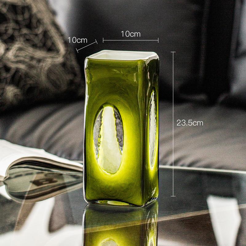 

Glass Vase for Living Room Decor Green Retro Luxury Tulip Rose Flower Arrangement Creative Small Batch