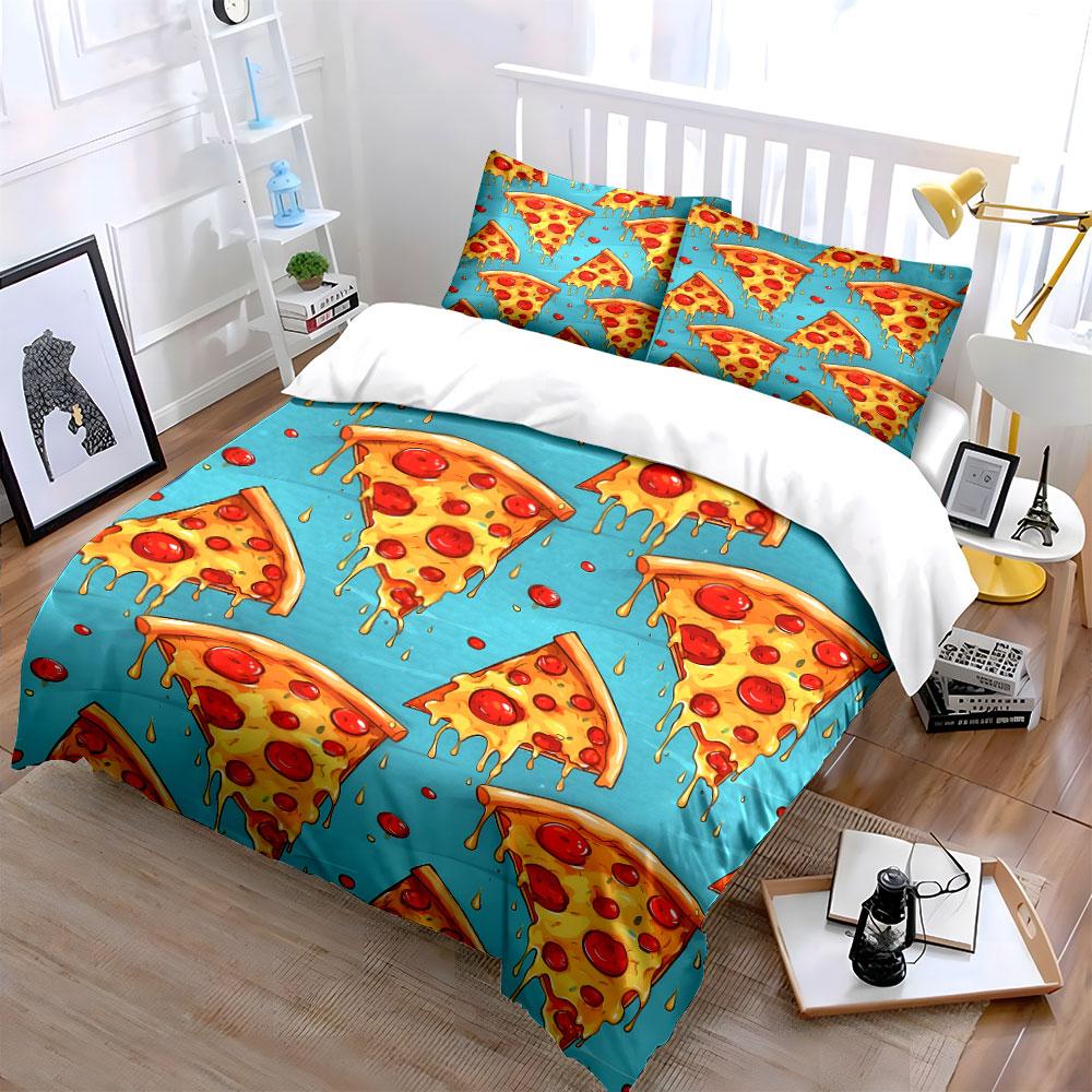 Pizza slices with pepperoni. Bedding sets Duvet cover sets Duvet covers Pillowcases(1*Duvet Cover 2*Pillowcases without duvet insert)