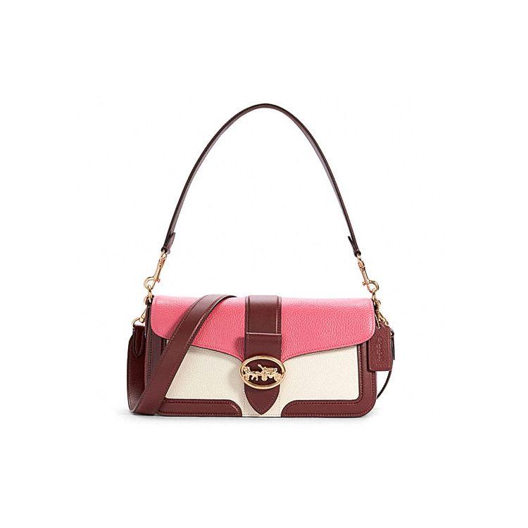 

Coach Georgie 27 Classic Horse And Carriage Buckle Color Block Leather Underarm Bag Wine God Bag Shoulder Crossbody Tote Bag Medium C4065-IMSPV Basic Set (Bag+Dust Bag)