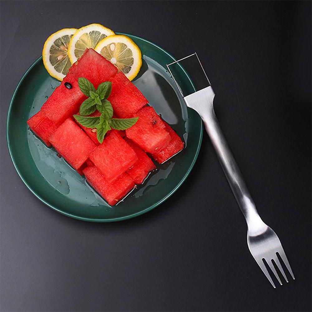 2 In 1 Watermelon Fork Slicer Stainless Steel Fruit Forks Slicer Multi-purpose Watermelon Cutter Knife Kitchen Accessories