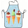 Cute Ice Cream Cone Kitchen Apron - Cartoon Sweet Dessert Pattern Linen Look Chef Bib for Women Men Cooking Baking Gift Decor