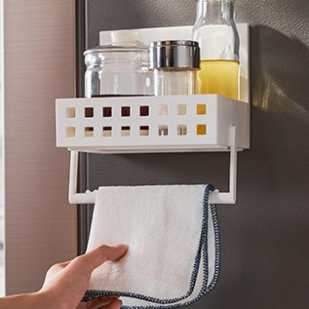 Magnetic Kitchen Organizer Shelf Spice Storage Rack Storage Basket Bathroom