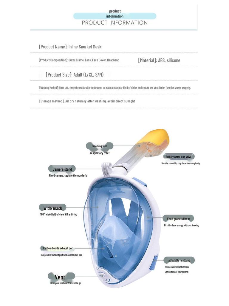 Hot Selling Adult Full Face Anti-Fog Silicone Snorkeling Mask