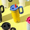 750ml Thermal Water Bottle Creative Large Capacity Drinking Straw Cup with Handle and Pendant Keeps Cold and Heat