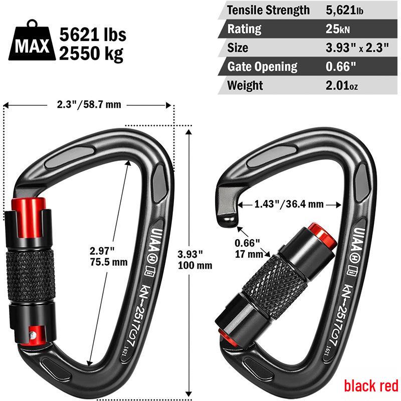 25KN D-Shaped Auto-Lock Carabiner – Aviation Aluminum Alloy for Outdoor Climbing