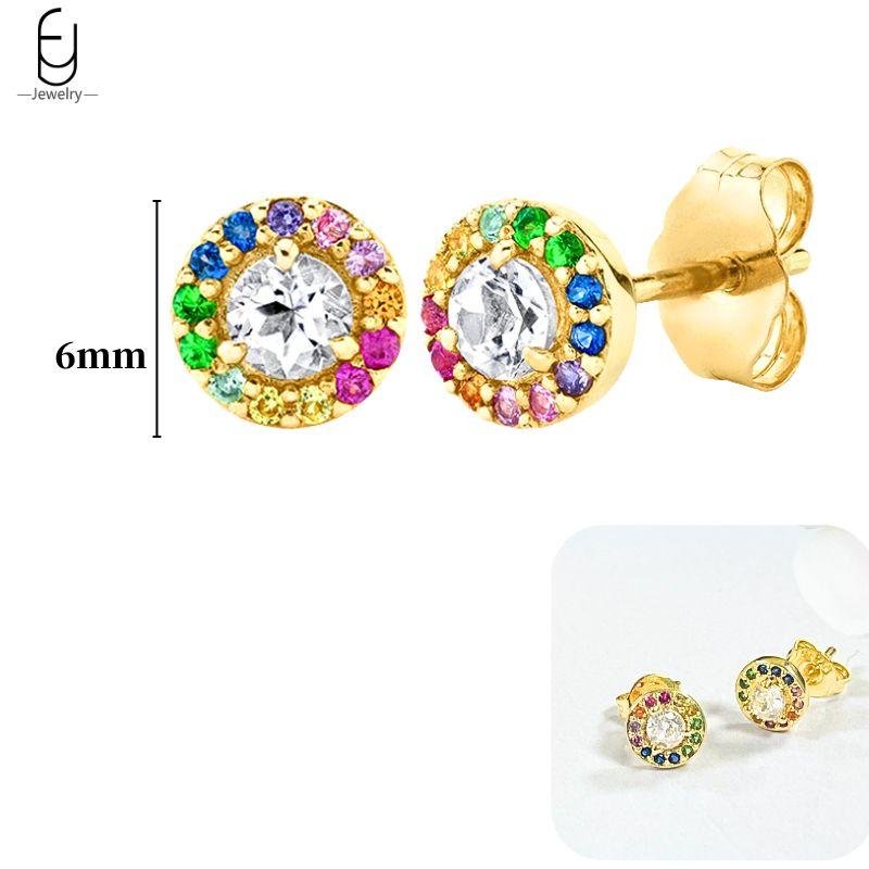 925 Silver Ear Buckles Fashion Hoop Earrings Colorful Crystal Pendants Gold Earring Premium Luxury Women's Jewelry Gift