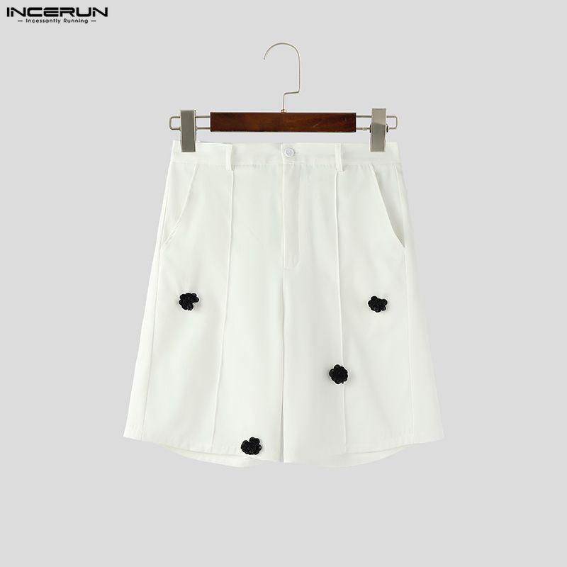 INCERUN Summer Men Zip-up Waist Flowers Casual Loose Shorts Half Pants