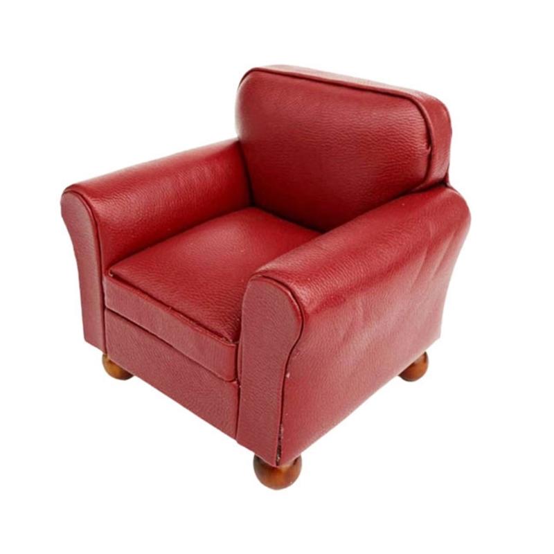 

1/12 Scale Dollhouses Furniture Couch Armchair Three Seats Sofa Figurine For Miniature Living Room and Bedroom Decoration червоний