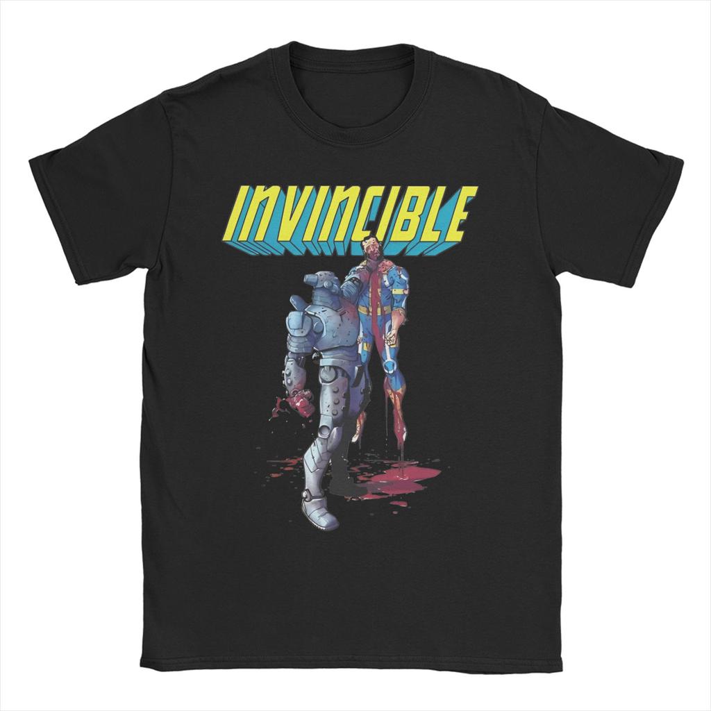 All Seasons Invincible Blood Splat Logo T Shirt For Unisex Adult Anime Pure Cotton T-shirts Short Sleeve Clothing