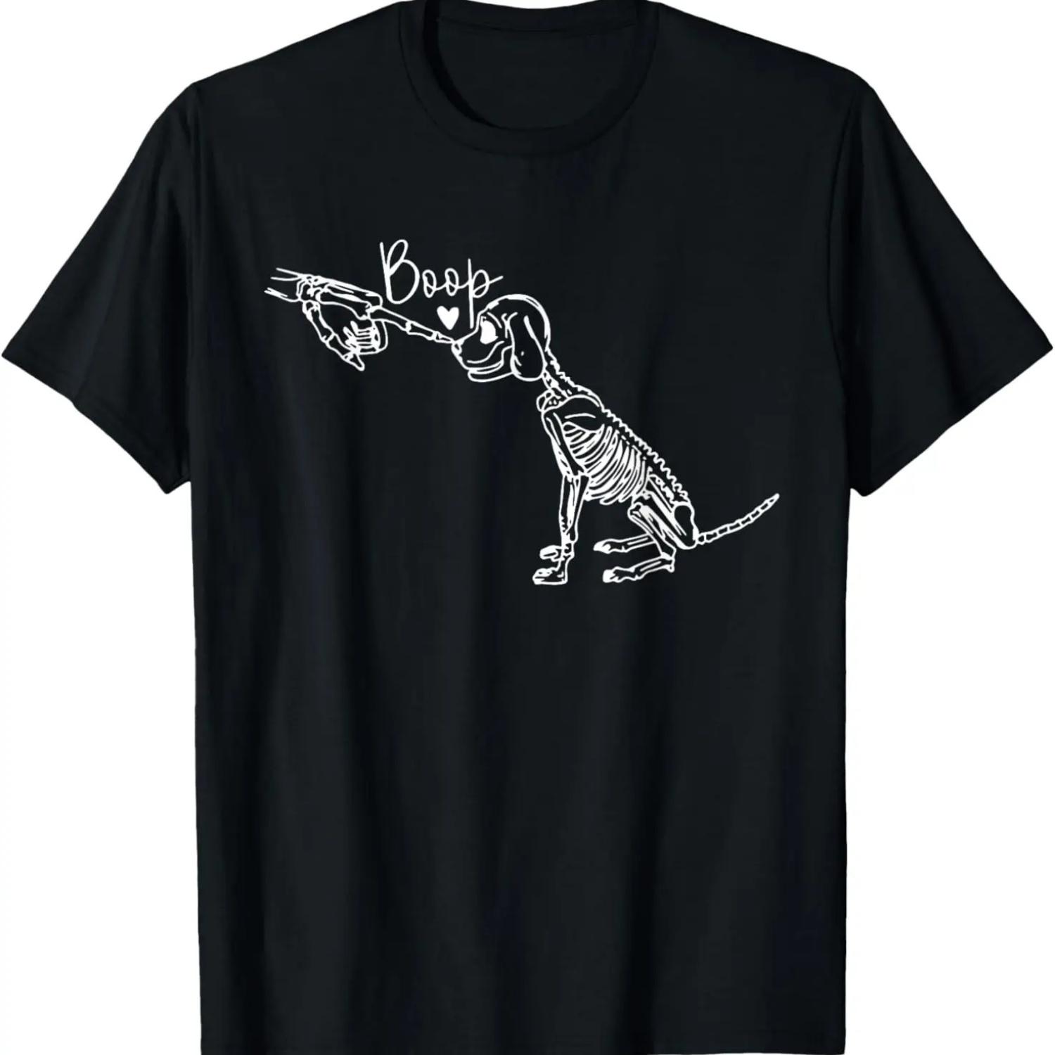 Retro Cute Skeleton Hand Boop Dog Funny Halloween T-Shirt S
