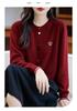 Women's Loose Round Neck Wool Cardigan with Colorful Buttons