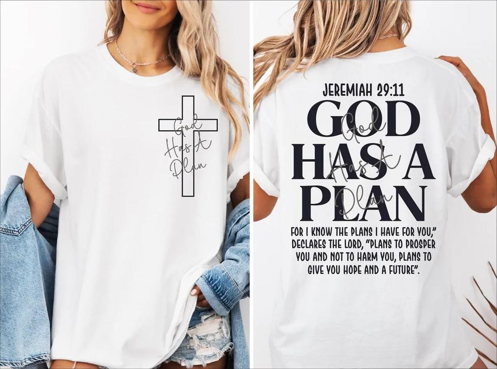 Jeremiah 2911 God Has A Plan Christian T Shirt Unisex Bible Verse Faith Based Scripture Cross Graphic Tee Summer Casual Fashion