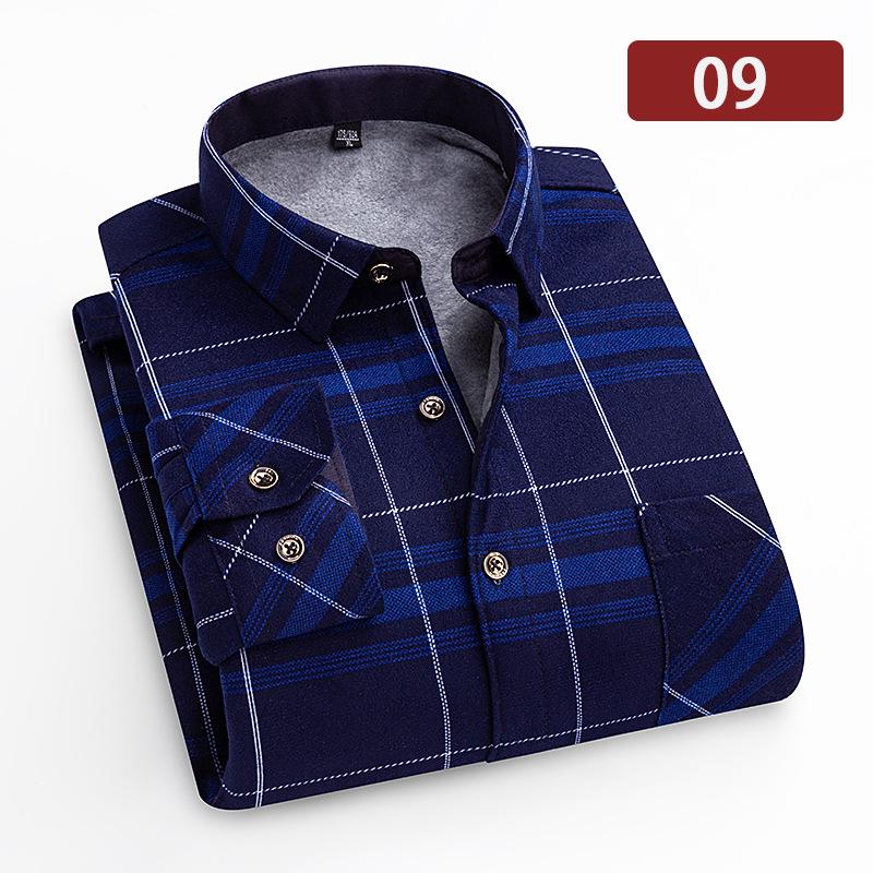Camicia a quadri con pile double-face a maniche lunghe da uomo per autunno e inverno