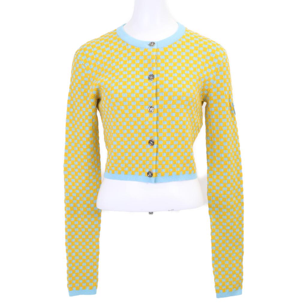 LOUIS VUITTON Checkered knit cardigan for Fall/Winter 2014 Jacket S Yellow x blueUsed