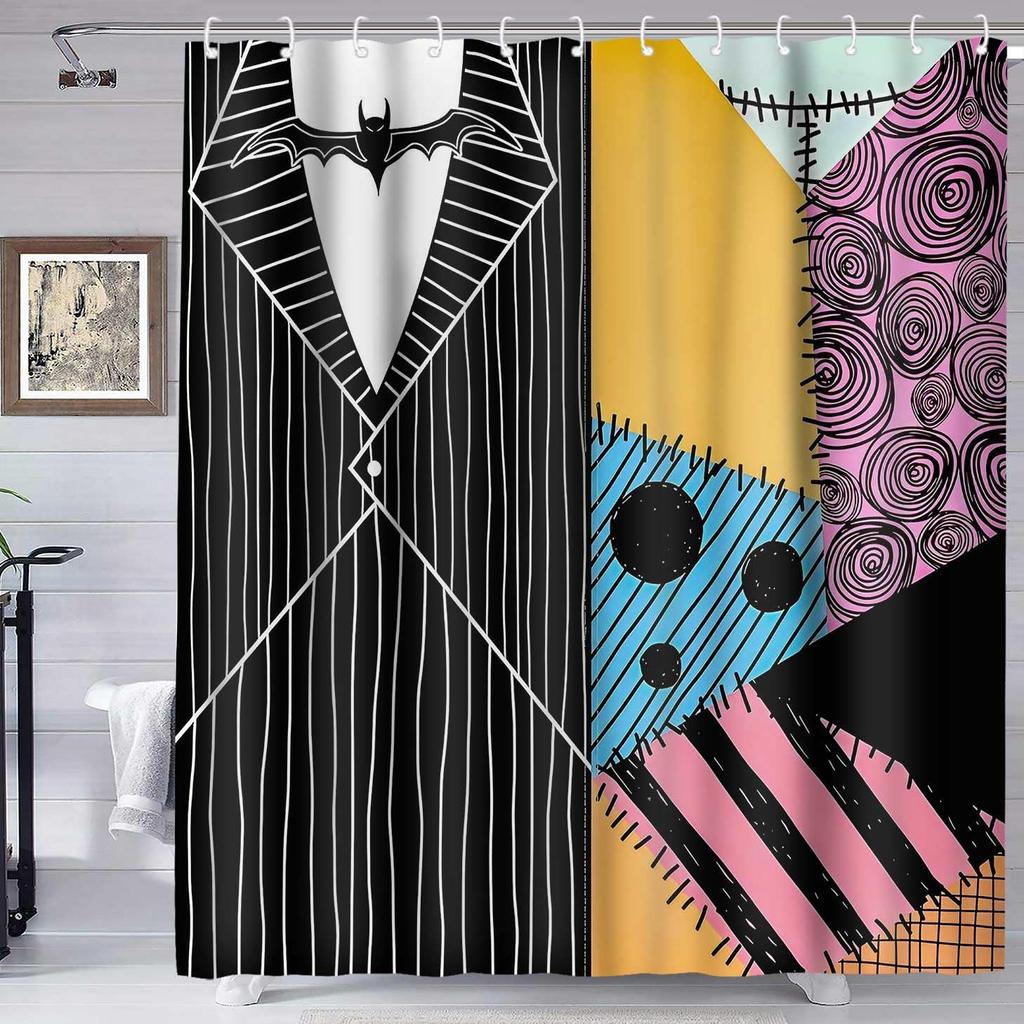 Halloween Shower Curtain, Halloween Curta for Bathroom, Holiday Decor Bath Curtain Waterproof Washable Fabric Set with 12 Hooks 72x72in YLYHTE170