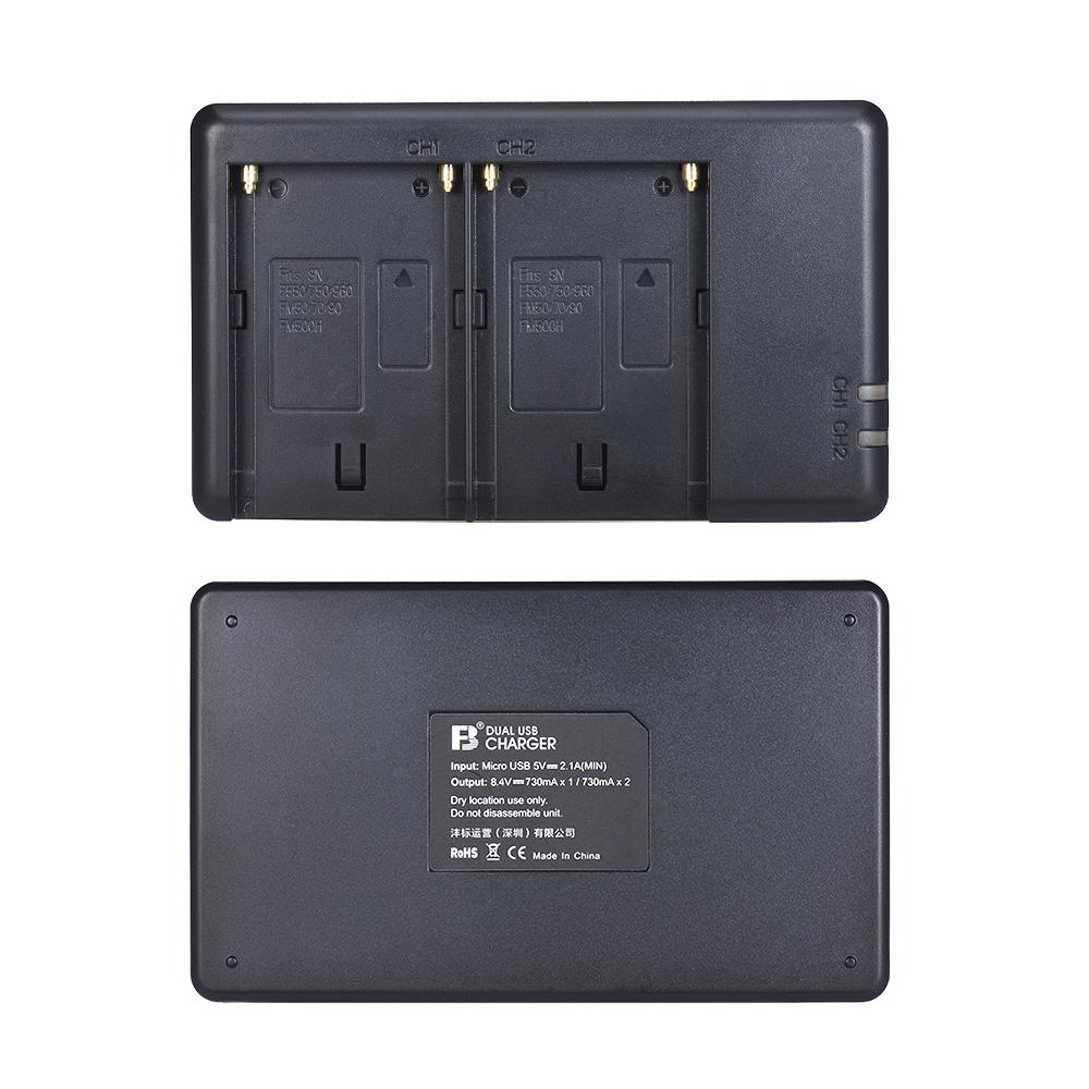 FB NP F550 Camera Battery Charger 2 Channel Micro USB Input for Sony F750 F770 F960 F970 F550 F530 F330 F570 FM50 FM70
