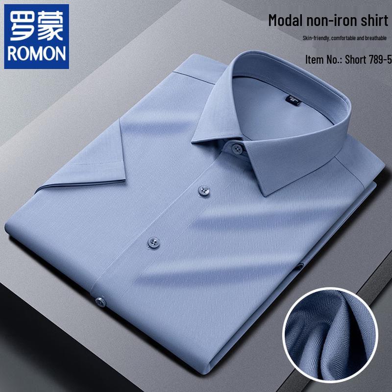 ROMON Men s Wrinkle-Free Modal Blend Business Casual Shirt 175/92A