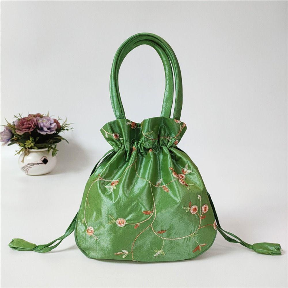 Women Flower Handbags Elegant Data Line Storage Bag Embroidery Cosmetic Bag Ethnic Style Mini Purse Wallets Jewerly Bag