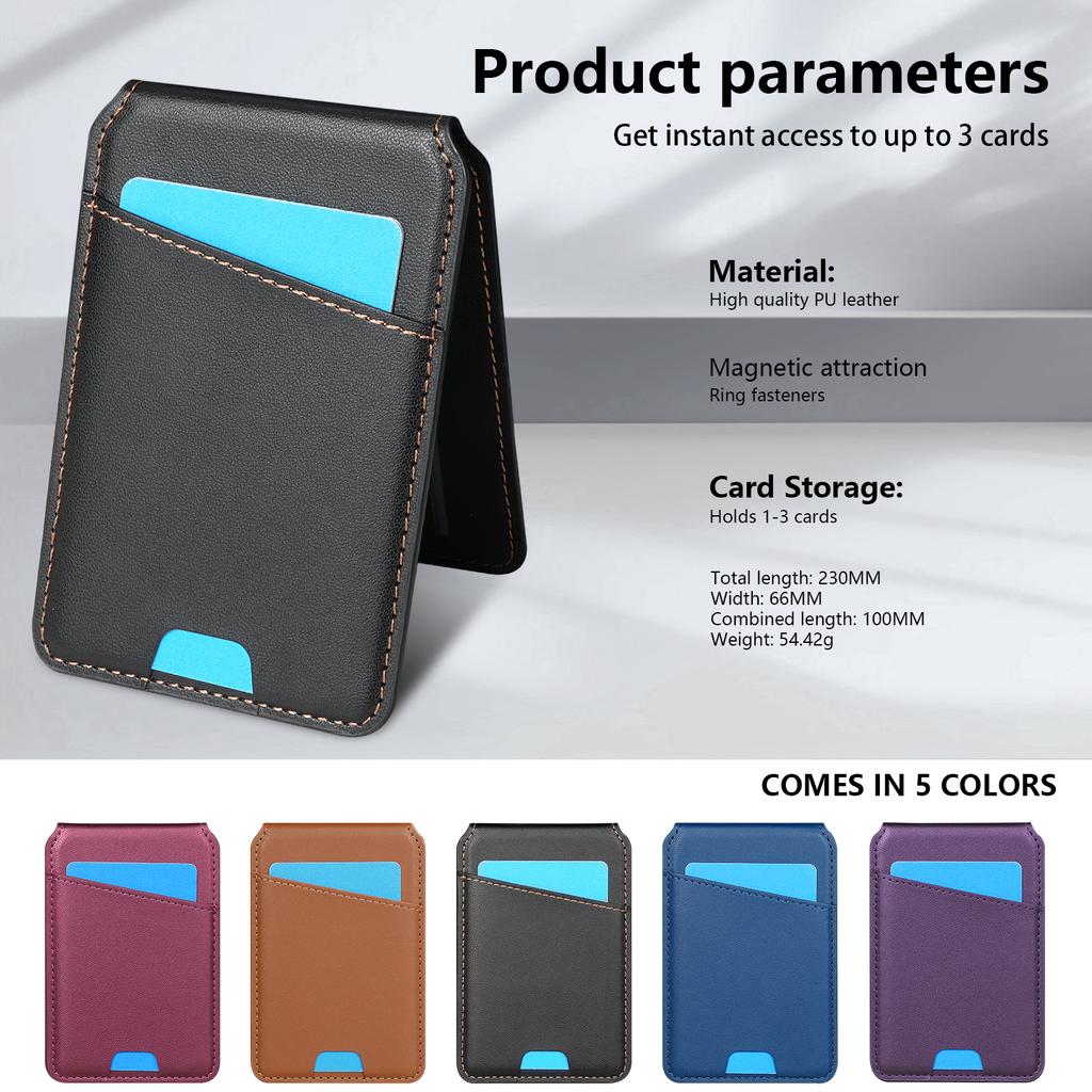 For iPhone 15 Pro Max Case Compatible with MagSafe Detachable Card Holder Kickstand Leather Phone Back Cover