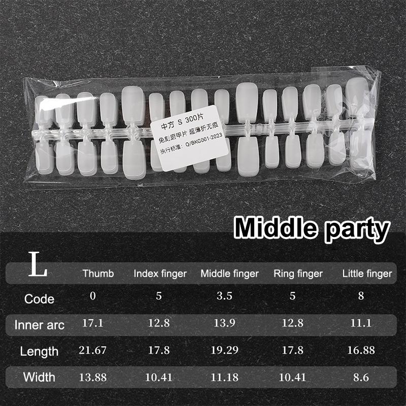 300 Pcs/Bag Fake Nail Tips Matte Coverage Transparent False Nails Tips Gel Nails Extension Diy Practice Nail Tool
