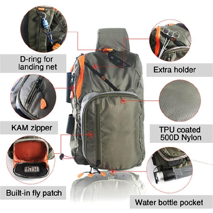 Fliegenfischer Sling Pack Brusttasche Angeltackle Aufbewahrungstasche Brusttasche Bequeme Angeltaschen Zubehör Ausdauernd