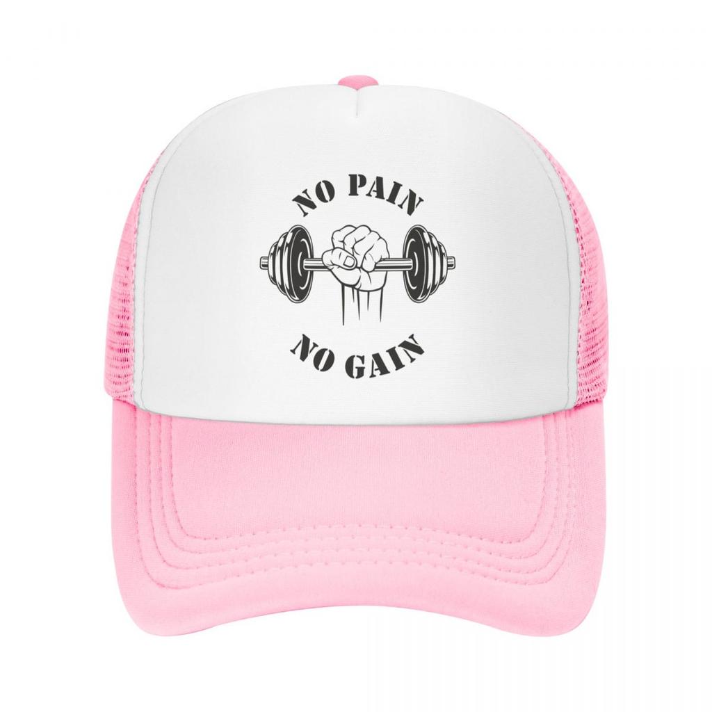 Custom No Pain No Gain Trucker Hat for Men Women Adjustable Unisex Bodybuilding Fitness Gym Baseball Cap Hip Hop Dad Hat