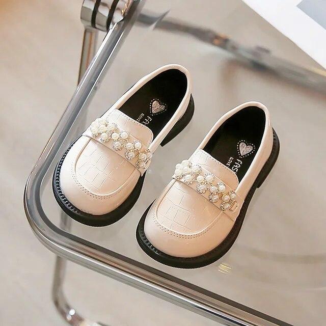 Toddler Girl's Laofers Autumn Pearl Stylish Three Colors Children Leather Shoes 23-35 Slip-on Fashion Comfy School Kids Shoe