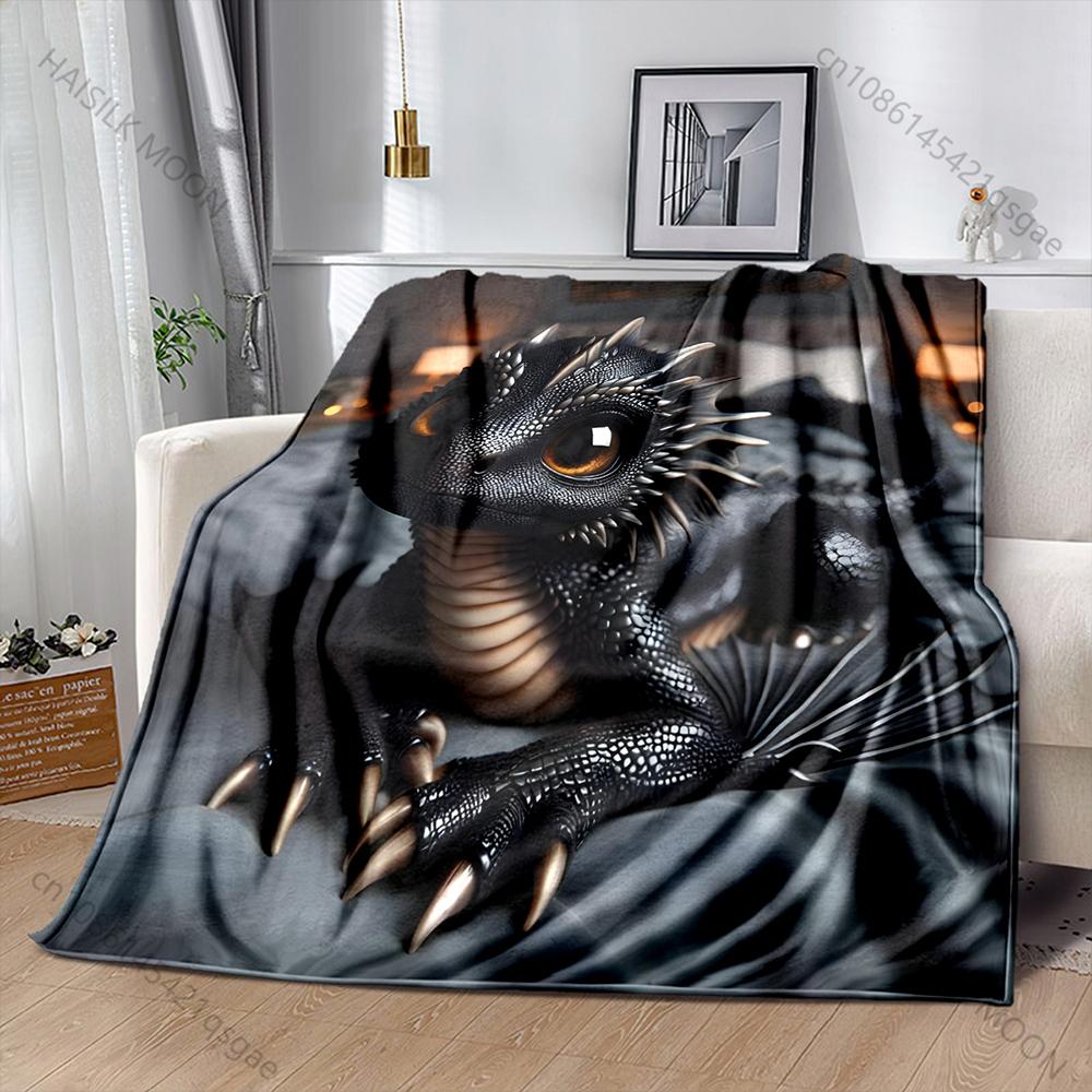 

HD Black Dragon Print Blanket Warm Soft Fluffy Kids Adult Luxury Gifts for Sofa Bed Home Outdoor Travel Camping Blanket 75x90cm