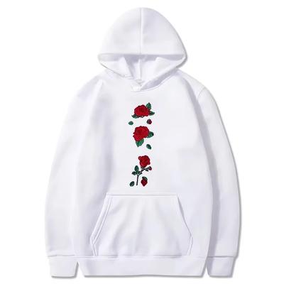 Fashion Couple Trendy Casual 5 Rose Printed Men's Hoodie Autumn Winter Fashion Loose Street Outdoor Sports Shirt