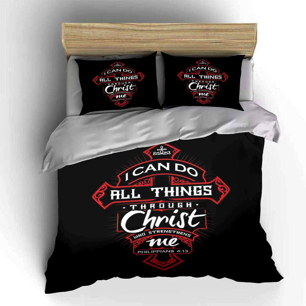 Christian Quote Cross Design Bedding Duvet Cover Set Duvet Cover Pillowcases  (1*Duvet Cover 2*Pillowcases, without duvet insert)