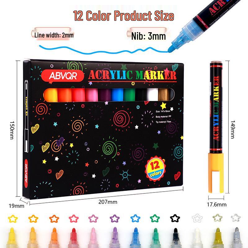 12-Color Washable Water-Based Acrylic Marker Set for Kids