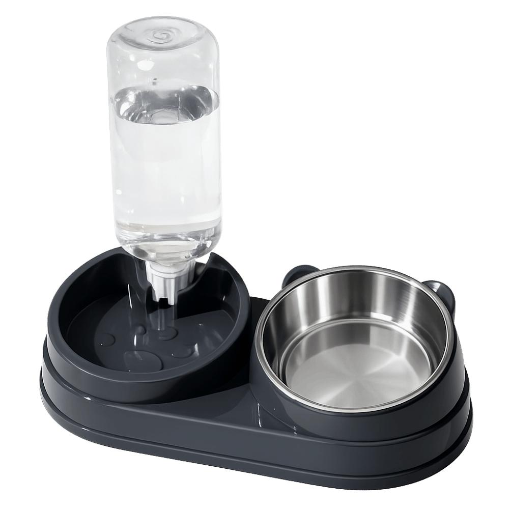 Stainless Steel Automatic Pet Feeder Oblique Mouth Pet Water Feeder Pet Feeding Bowl Home Use серый