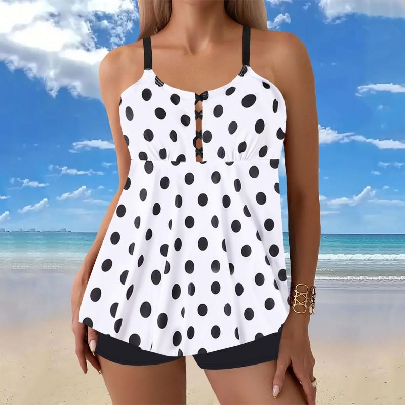 Womens High-Waisted Tankini Set With Padded Top Triangle Bottoms Swimming Fitness Beachwear