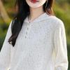 Women's French-Style Lace Fine-Knit Wool Hooded Sweater