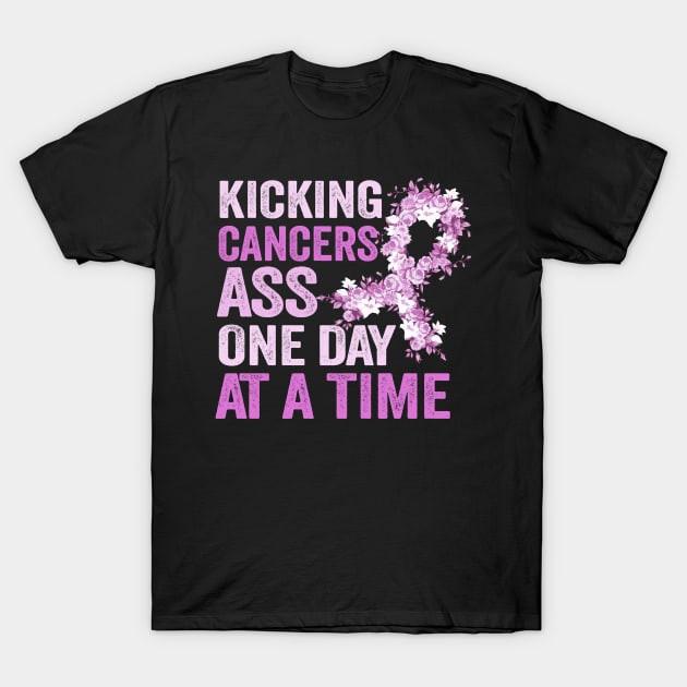 Kicking Cancers Ass One Day At A Time - 100% Cotton T-Shirt XXL