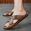Fashion Men Flat Designer Soft Bottom Sandals Fashion Breathable Trendy All-match Lightweight Casual Leather Sandals Summer Walking Shoe